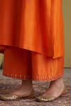 Buy_Vaaya_Orange Chanderi Silk Embroidery, Sequins, Metallic Thread, And Resham Kurta Set _Online_at_Aza_Fashions