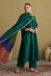 Shop_Vaaya_Green Chanderi , Embroidery, Mirrors, Morni Resham Abla Kurta Set 