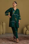 Buy_Vaaya_Green Handloom , Embroidery, Ikat And Handwork Kurta Set _at_Aza_Fashions