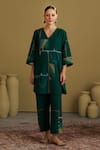 Buy_Vaaya_Green Handloom , Embroidery, Ikat And Handwork Kurta Set _Online