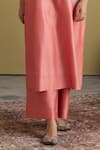 Vaaya_Peach Silk, Chanderi Silk, Chanderi, Brocade Gota Geometric And Kurta Pant Set _Online_at_Aza_Fashions