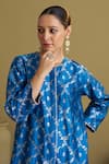 Vaaya_Blue Chanderi Silk Metallic Banarasi Katan Woven Floral Jaal Kurta And Pant Set _at_Aza_Fashions
