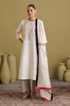 Vaaya_Ivory Chanderi Silk Embroidery Round , Keyhole Dori Kurta Set _Online