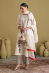 Buy_Vaaya_Ivory Chanderi Silk Embroidery Round , Keyhole Dori Kurta Set _at_Aza_Fashions