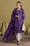 Vaaya_Purple Silk, Tissue, Chanderi Gota Patti, Sequins Banarasi Straight Kurta Set _at_Aza_Fashions