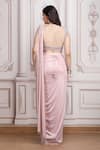 Shop_Mandira Wirk Resort_Pink Lycra Beads, Sequins, Embroidery Embellished Pre-draped Saree With Blouse _at_Aza_Fashions