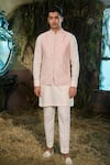 Buy_Shashank Arya_Peach Dupion, Silk Sequins, Pearls Embroidered Work Nehru Jacket _at_Aza_Fashions