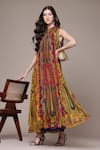 Buy Ritu Kumar Multi Color Viscose Chinon Ruhi Paisley Print Sleeveless A-line Long Dress at Aza Fashions Buy_Ritu Kumar_Multi Color Viscose Chinon Ruhi Paisley Print Sleeveless A-line Long Dress _at_Aza_Fashions
