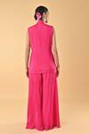 Shop_Keith Gomes_Pink Chiffon, Crepe Sequins, Tassels, Embroidery, Overlap Tunic And Palazzo Set _at_Aza_Fashions