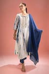 Buy_Samyukta Singhania_White Silk, Shantoon, Gota Patti, Shibori Pattern Kurta Set _at_Aza_Fashions