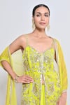 Buy_Keith Gomes_Green Silk Organza, Chiffon, Crepe, Net Beads, And Embellished Tunic Gharara Set _Online_at_Aza_Fashions