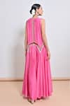 Shop_Keith Gomes_Pink Silk Organza Beads, Mirrors, Embroidery, And Embellished Tunic & Palazzo Set _at_Aza_Fashions