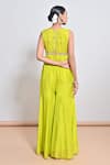 Shop_Keith Gomes_Green Silk Organza Beads, Mirrors, Sequins V-neck And Embellished Jumpsuit _at_Aza_Fashions
