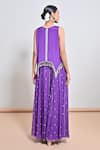 Shop_Keith Gomes_Purple Georgette Sequins, Tassels, Embroidery Round Neck Tunic And Palazzo Set _at_Aza_Fashions
