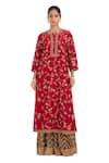 Kora_Red Chanderi Silk Embroidery, Sequins, Beads, Gota Patti Round Dori Jaal Kurta _Online_at_Aza_Fashions