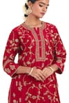 Shop_Kora_Red Chanderi Silk Embroidery, Sequins, Beads, Gota Patti Round Dori Jaal Kurta _Online_at_Aza_Fashions