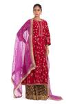 Shop_Kora_Red Chanderi Silk Embroidery, Sequins, Beads, Gota Patti Round Dori Jaal Kurta 