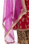 Shop_Kora_Red Chanderi , Organza Embroidery, Dori Jaal Kurta Sharara Set 