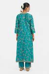 Shop_Kora_Teal Chanderi Silk Embroidery, Sequins, Beads, Gota Patti Round Dori Jaal Kurta _at_Aza_Fashions