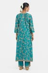 Shop_Kora_Teal Silk, Chanderi Embroidery, Sequins, Beads, Gota Dori Jaal Kurta And Pant _at_Aza_Fashions