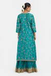 Shop_Kora_Teal Chanderi Silk Embroidery, Sequins, Beads, Dori Jaal Kurta And Kali Lehenga _at_Aza_Fashions