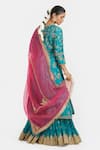Shop_Kora_Teal Chanderi , Organza Embroidery, Dori Jaal Kurta Lehenga And Dupatta 