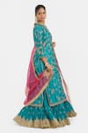 Kora_Teal Chanderi , Organza Embroidery, Dori Jaal Kurta Lehenga And Dupatta _Online