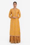 Buy_Kora_Yellow , , Embroidery, Dori Jaal Kurta And Lehenga Set _at_Aza_Fashions