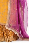 Buy Kora Yellow Chanderi , Organza Embroidery, Sequins, Dori And Kurta Lehenga Online Buy_Kora_Yellow Chanderi , Organza Embroidery, Sequins, Dori And Kurta Lehenga _Online