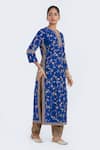Buy_Kora_Blue Chanderi Silk Embroidery, Sequins, Beads Dori Jaal Kurta With Gota Piping _Online_at_Aza_Fashions