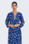 Shop_Kora_Blue Chanderi Silk Embroidery, Sequins, Beads Dori Jaal Kurta With Gota Piping _Online_at_Aza_Fashions