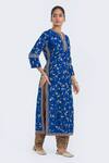 Shop_Kora_Blue Chanderi Silk Embroidery, Sequins, Beads Dori Jaal Kurta And Salwar Set _Online_at_Aza_Fashions