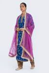 Kora_Blue Chanderi Silk Embroidery, Sequins, Beads Dori Jaal Kurta And Salwar Set _at_Aza_Fashions