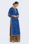 Kora_Blue Chanderi , Organza Dori Jaal Kurta, Sharara And Dupatta Set _Online_at_Aza_Fashions