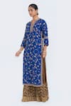 Shop_Kora_Blue Chanderi , Organza Dori Jaal Kurta, Sharara And Dupatta Set _Online_at_Aza_Fashions
