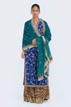 Buy_Kora_Blue Chanderi , Organza Dori Jaal Kurta, Sharara And Dupatta Set 