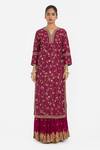 Buy_Kora_Red Chanderi Silk Embroidery, Sequins, Beads, Gota Dori Jaal Kurta And Lehenga _at_Aza_Fashions