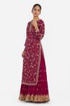 Buy_Kora_Red Chanderi Silk Embroidery, Sequins, Beads, Gota Dori Jaal Kurta And Lehenga _Online_at_Aza_Fashions