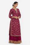 Shop_Kora_Red Chanderi Silk Embroidery, Sequins, Beads, Gota Dori Jaal Kurta And Lehenga _Online_at_Aza_Fashions
