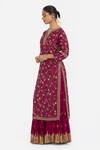 Kora_Red Chanderi Silk Embroidery, Sequins, Beads, Gota Dori Jaal Kurta And Lehenga _at_Aza_Fashions