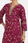 Shop_Kora_Red Chanderi Silk Embroidery, Sequins, Beads, Gota Dori Jaal Kurta And Lehenga 