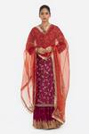 Buy_Kora_Red Chanderi Silk Sequins, Beads, Embroidery, Dori Jaal Kurta And Lehenga Set _at_Aza_Fashions