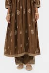 Shop_Kora_Olive Green Silk, Silk, Embroidery, Dori Kurta And Pants _Online_at_Aza_Fashions