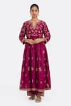 Buy_Kora_Fuchsia Silk, Silk, Embroidery, Dori Kurta And Pants Set _at_Aza_Fashions