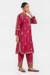 Kora_Fuchsia Silk, Silk, Embroidery, Sequins, Dori Kurta And Salwar _Online_at_Aza_Fashions