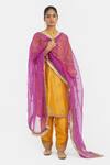 Buy_Kora_Yellow Chanderi Silk Embroidery, Sequins, Beads Dori Kurta And Salwar Set _Online_at_Aza_Fashions