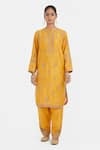 Kora Yellow Chanderi , Organza Embroidery, Sequins, Dori Kurta Salwar Set at Aza Fashions Kora_Yellow Chanderi , Organza Embroidery, Sequins, Dori Kurta Salwar Set _at_Aza_Fashions