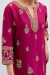 Buy_Kora_Fuchsia Chanderi , , Chanderi, Dori Kurta, Pant And Dupatta Set _Online_at_Aza_Fashions