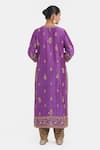 Shop_Kora_Purple Chanderi Silk Embroidery, Sequins, Beads Round Neck, Split Dori Kurta _at_Aza_Fashions