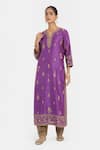 Kora_Purple Chanderi , Organza Embroidery, Dori Kurta Salwar And Dupatta _Online_at_Aza_Fashions
